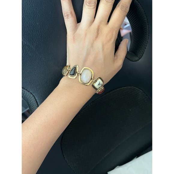 Golden bracelet Vintage style statement gold boho bracelet gold tone chunky - Picture 7 of 7